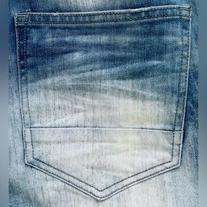 Smoke Rise Jeans Men's 36 X 32 Blue Slim Fit Zippers Moto Mid Rise Stretch Denim